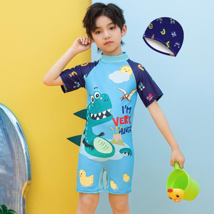 Spot Children's Cartoon Swim Trunks: One-Piece for Boys, Sizes Small To Large, Quick-Drying for Swimming and Hot Springs.