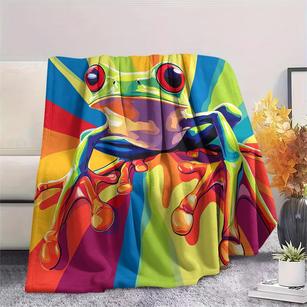 Tree Frog Print Flannel Blanket, High Quality Comfortable for All Seasons, Home Decor, Warmth and Comfort, Perfect for Christmas Gifts