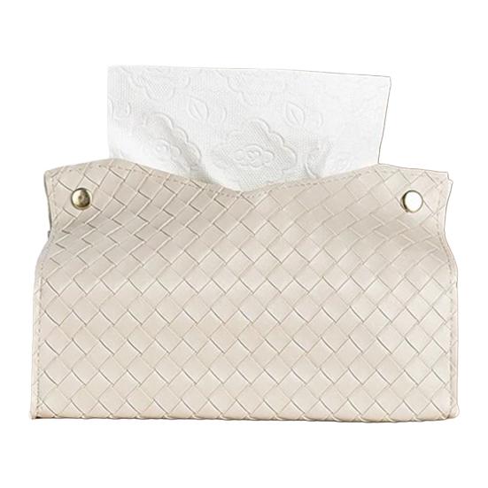 Tissue Box PU Leather Tissue Holder Smooth Dispensing Decorative Paper Towel Case Simple Style Organizer for Home Office Desktop