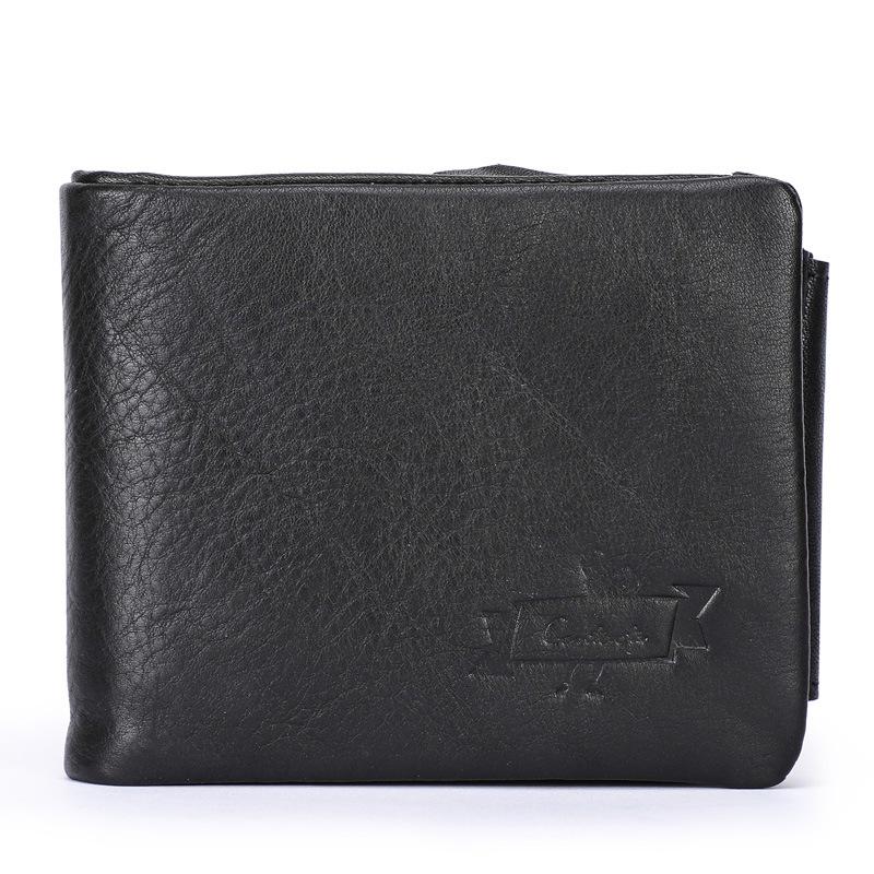 Genuine Leather Engraving Wallet Men Vintage Brand Money Bag Zip Coin Purse Wallets Bifold High Quality Card Holder