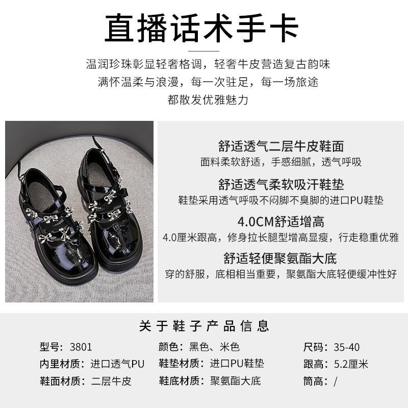 Leather Mary Jane Shoes 2025 Spring New Women's Thick Heel Light Mouth Single Shoes Women's Platform Commuter Bow Women's Shoes