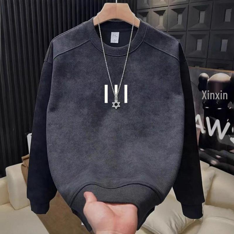 

Men s Korean Style Tie-Dye Round Neck Hoodie with Patchwork Design - Spring/Autumn Loose Fit L