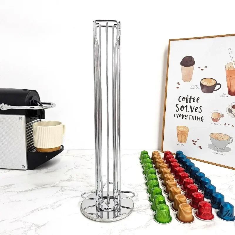 360 Degree Rotatable Coffee Capsule Organizer Coffee Capsule Display Rack Max Capacity 40 Capsules Rotating Organizer Metal Plat