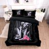 3d Rose Halowend Skul Premium Bed Linen Duvet Set Quen Sized Dimensions Winter Black Beding King Warm Comforter Set Comfortable Quilt Cover+pilowcase