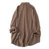 Spring Autumn Vintage Blouses Striped Pockets Patchwork Long Sleeve Shirts Casual Loose Women Clothing