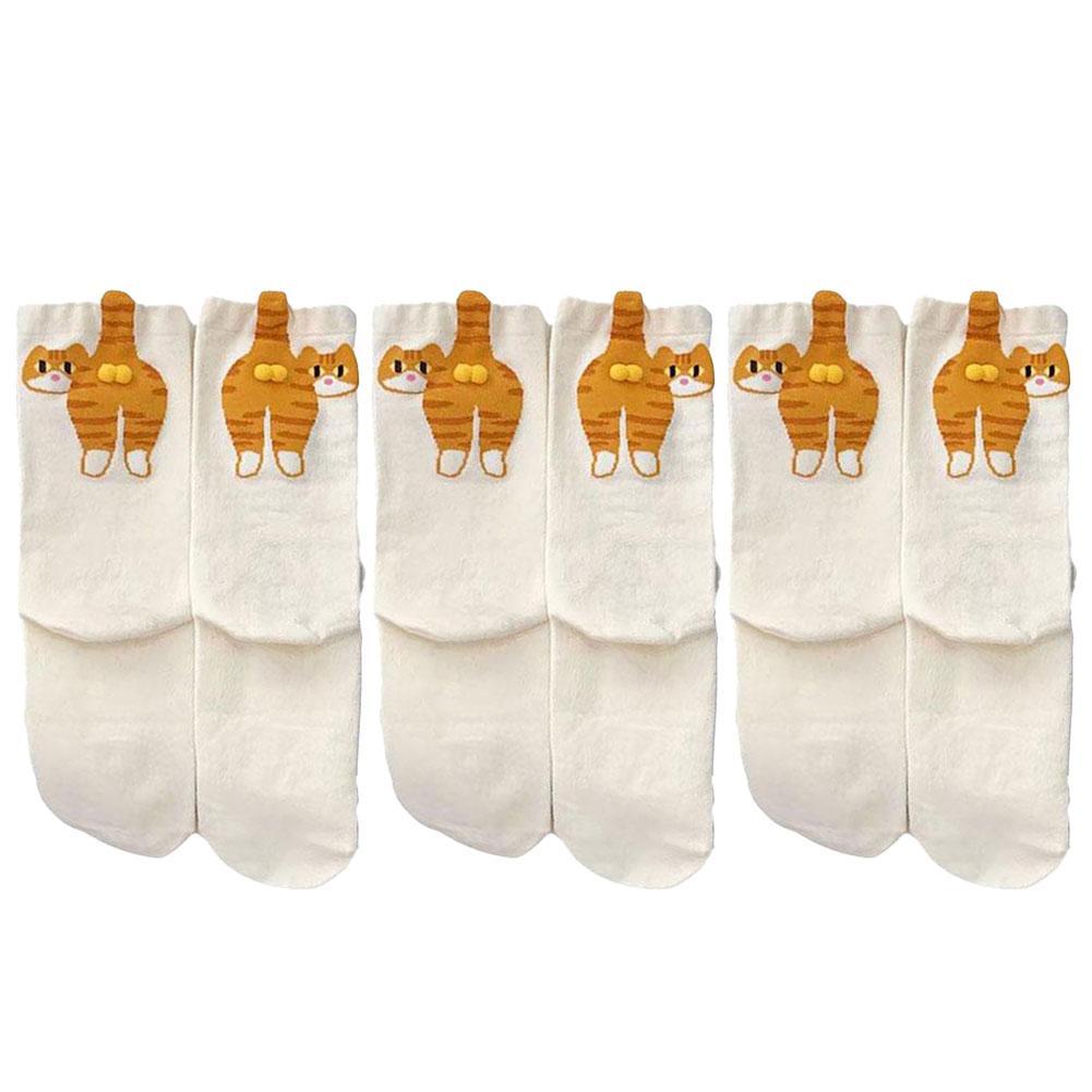 Cute Cat Egg Socks Mid Calf Japanese Stocking For Woman Autumn Winter Soft Comfortable Sweat Absorbing Breathable Couples Sock