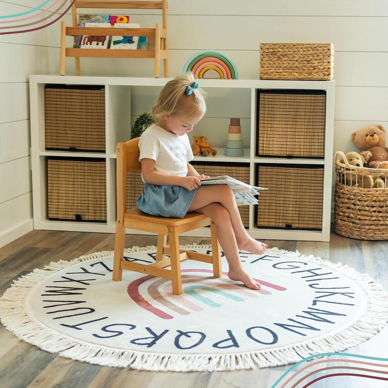 Baby Play Mat Nursery Carpet Bedroom Round Rug Cute Bedside Rugs Tassel Carpets Children Room Decor Floor Mats