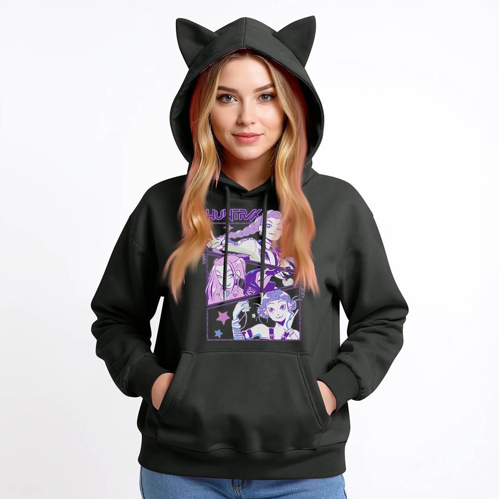 Dámská móda Ležérní svetr s kapucí s dlouhým rukávem a kulatým výstřihem s kapucí a kapsami