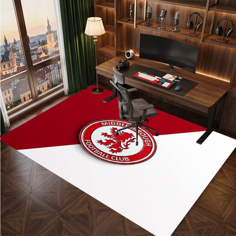 Tappeto in Velluto di Cristallo con Stampa del Middlesbrough Football Club, Comodo Assorbente d'Acqua Antiscivolo Tappeto per Pavimenti Interni