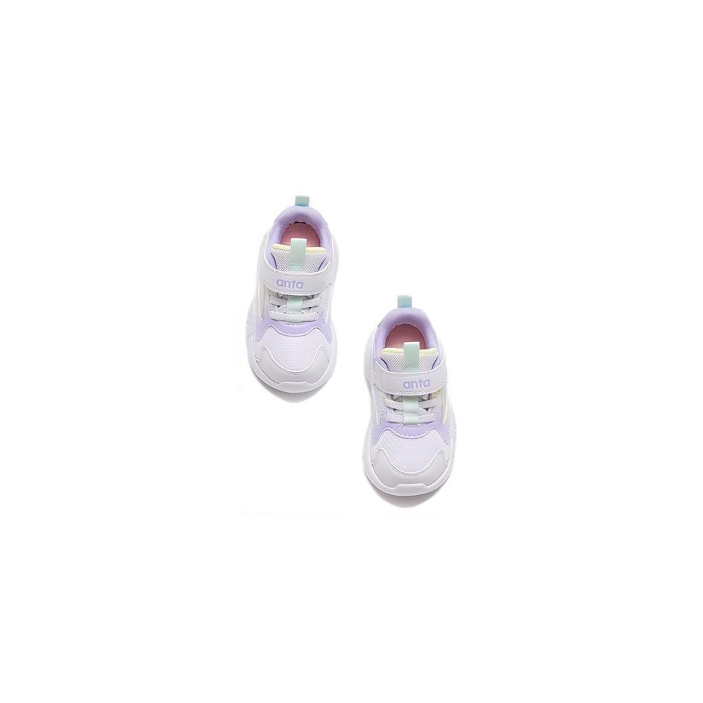 Anta Kids Mesh Non-Slip Wear-Resistant Low-Top Sports Casual Shoes Baby Sneakers White Purple 322310014-2