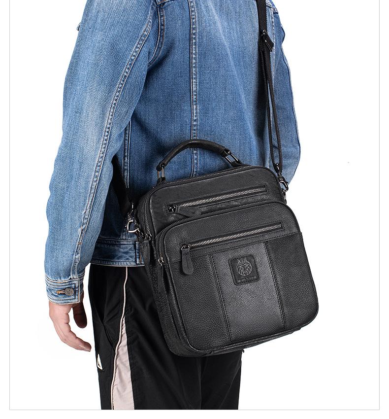 Lion Leiden Vintage Genuine Cowhide Leather Crossbody Shoulder Bag for Men