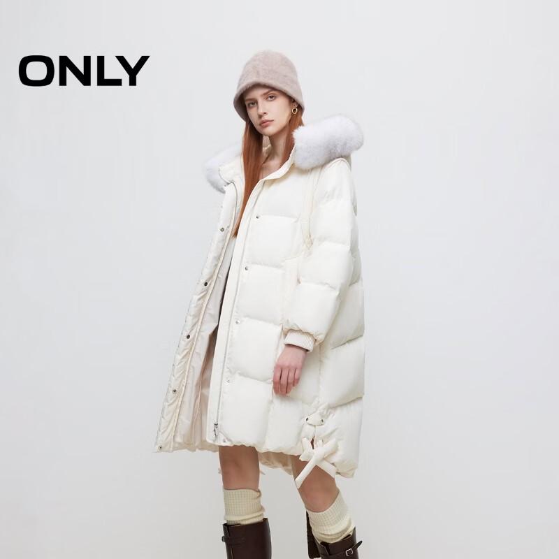 ONLY Women's 2025 Winter 90% Goose Down Mid-Length Hooded Puffer Coat