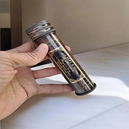 Brass Kaleidoscope 15.24 cm Nautical Handmade Collectible with Leather Case Birthday Christmas Gift