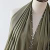 yangyizhi Washable Shawl, Ethnic Style Chiffon Texture Head Wrap with Faux Pearl Chain, Breathable All-Season Drape Headscarf for Daily Wear