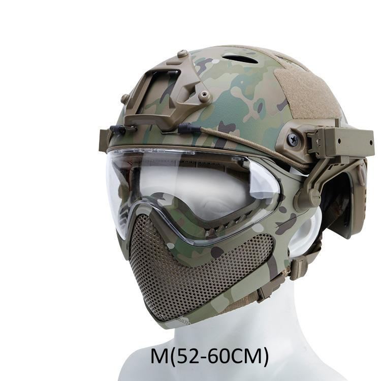 Tactical Helmet   Mask   Goggle Sets Outdoor Airsoft Paintball Helmet with Goggles FAST PJ Helmets CS Game Full Face Protection