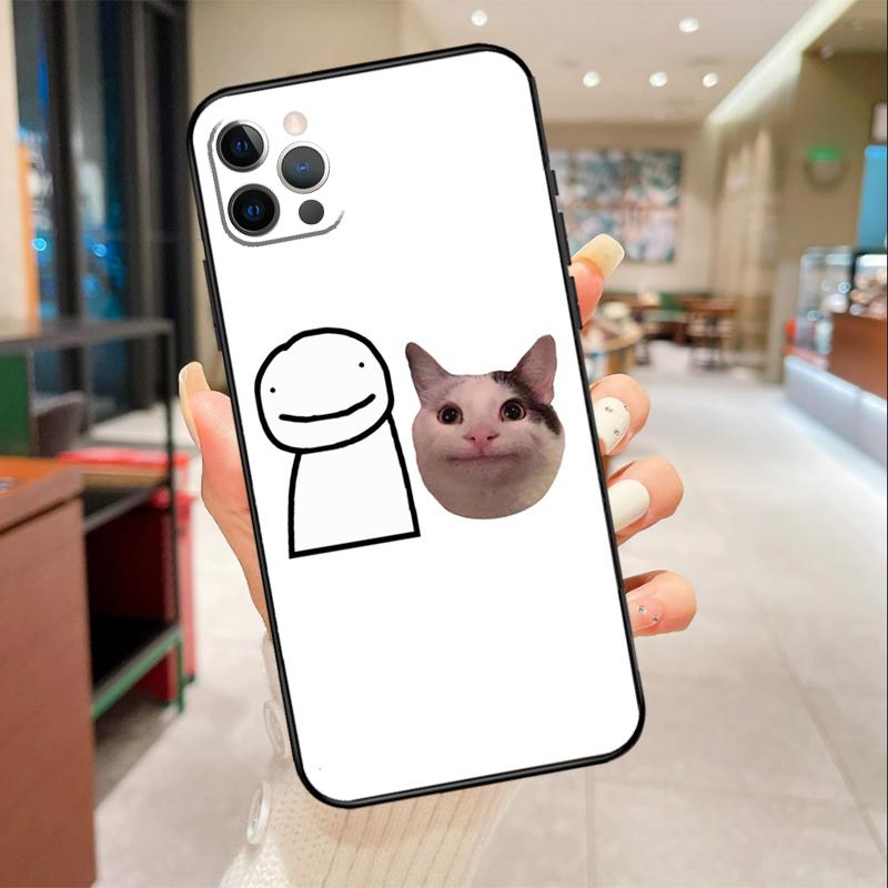 Beluga Cat Meme Face Smiling Phone Case For iPhone 17 16 15 14 13 12 11 Pro Max mini 16 Plus 16e 17 Air Protective Cover