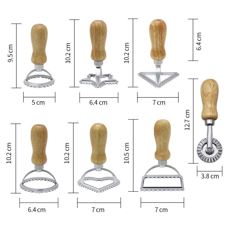 Zinc Alloy Biscuit and Dumpling Edge Embossing Cutter with Wooden Handle