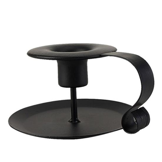 2Pcs Iron Art Taper Candle Holder with Handle Vintage Metal Candlestick Home Living Room Christmas Wedding Party Candle Stand Table Centerpiece