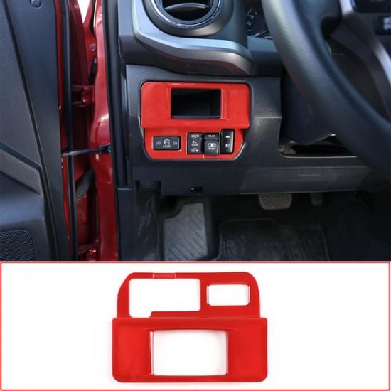Red ABS Inner Fog Light Switch Button Cover Trim Fit For Toyota Tacoma 2016-