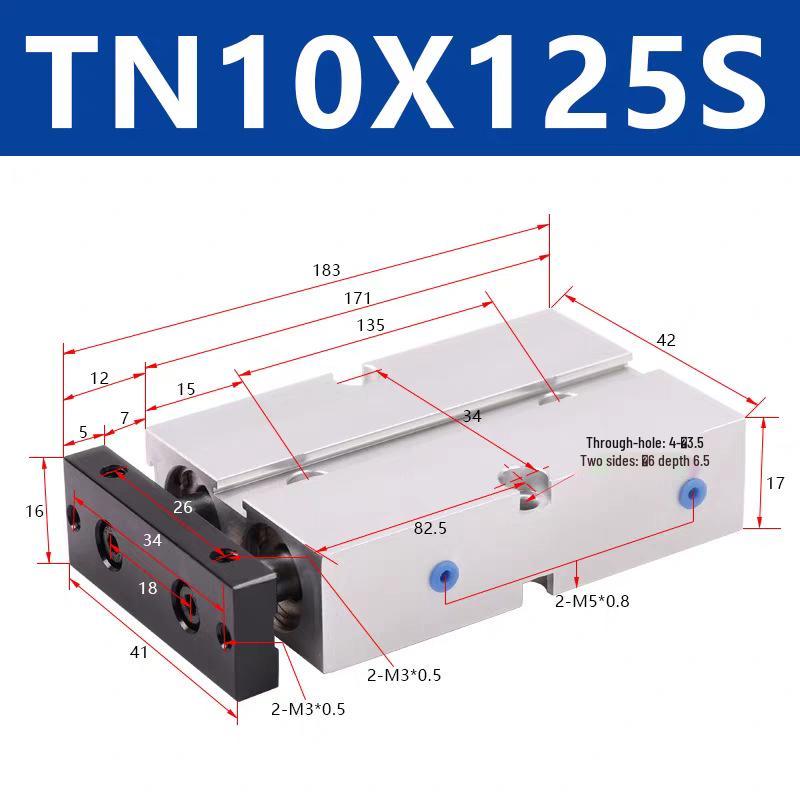 Double Shaft Pneumatic Cylinder with Dual Piston Rods TN10-40