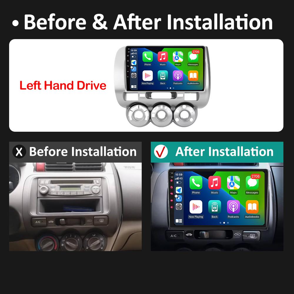 Left Hand Drive Car Video Player For Honda Fit Jazz City 2002 2003 2004 2005 2006 2007 GPS Navi Bluetooth Autoradio Accessories