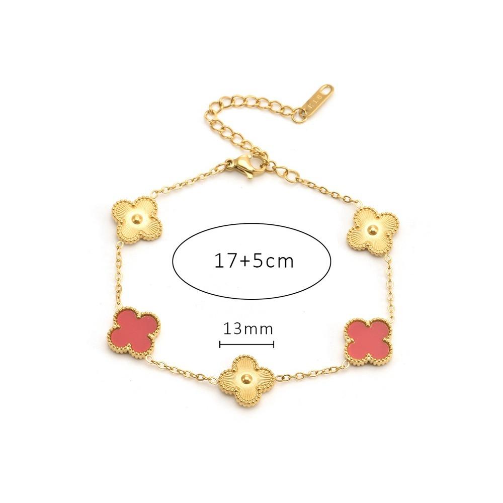 13MM Náramek čtyřlístek Titanová ocel Čtyřlístek Oboustranný náramek Bez ztráty barvy Náramek z titanové oceli