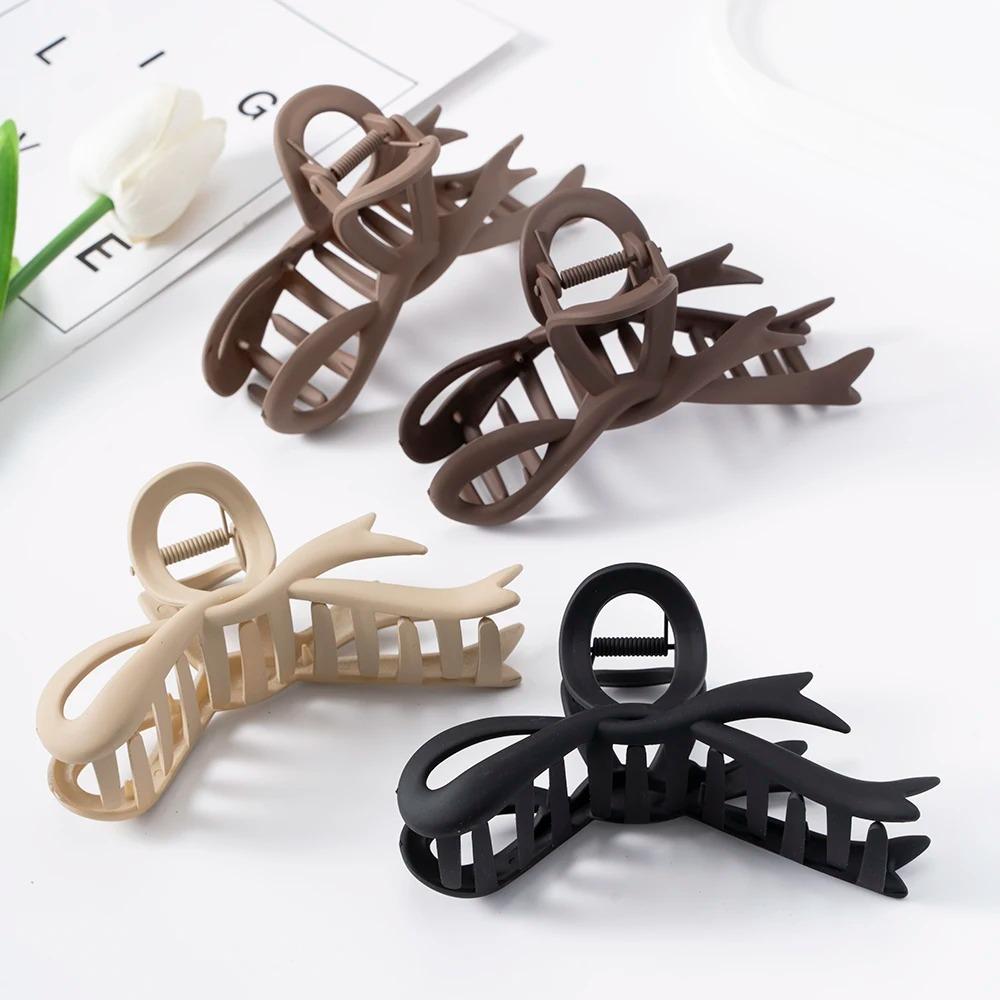 Matte Hair Clips Vintage Ribbon Bow Hair Claws Crab Headwear Hairpins Shark Ponytail for Women Hair Accessories Barrettes