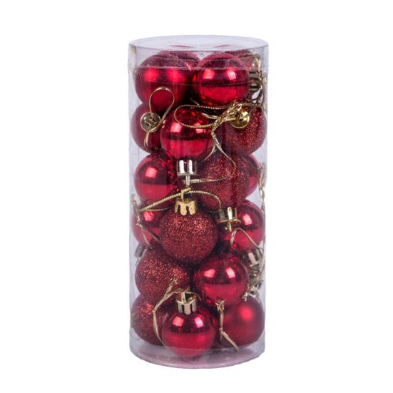 24 Stück 3 cm große Kunststoff-Weihnachtsbaumkugeln für Zuhause, Party, hängende Ornamente