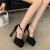 Runway style Rhinestones Mary Janes Women Gladiator Sandals Summer Platform Wedges 12cm Ulta High heels Wedding Shoes