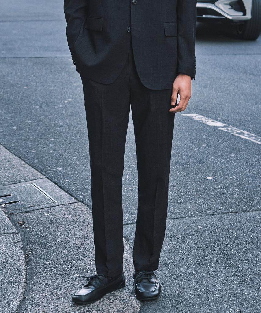 STCO Two-Tone Textured Setup Pants_Charcoal Grey (Tapered Fit)_Sepxb01Tsc