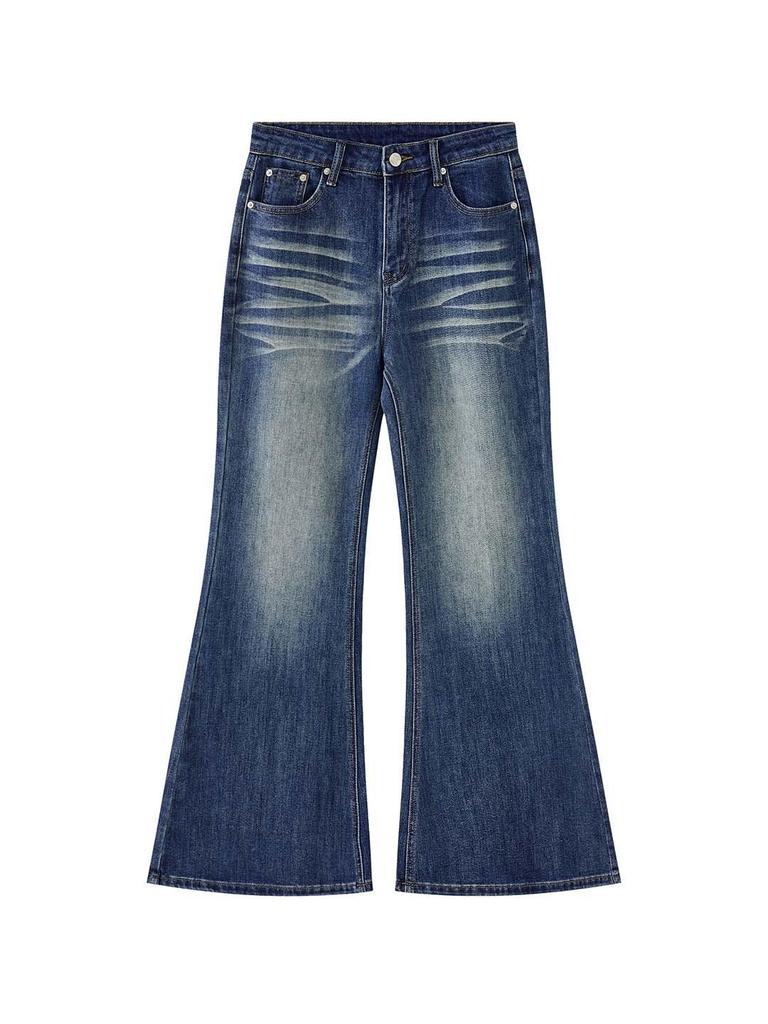 Xu Man Spring/Summer Retro Distressed Flare Jeans - Slimming Sweet Spicy Girl Style Long Pants for Women