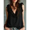 Summer New Style Round-neck V-neck Sleeveless Shirt in Pure Color, A Fashionable Top for Both Casual and Formal Occasions