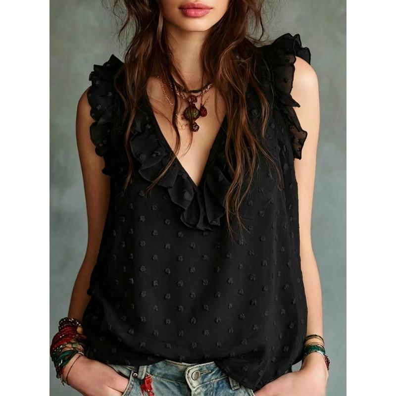 Summer New Style Round-neck V-neck Sleeveless Shirt in Pure Color, A Fashionable Top for Both Casual and Formal Occasions