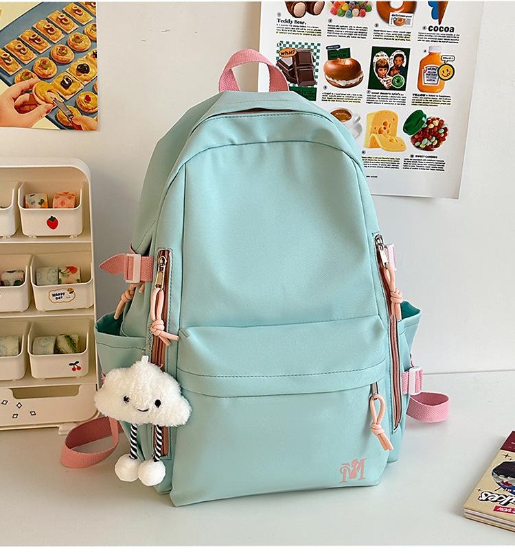 Niche Small Fresh Contrasting Color Backpack, Girl College Style Color Matching Backpack, Junior High School Student High School Student Schoolbag single pack синий