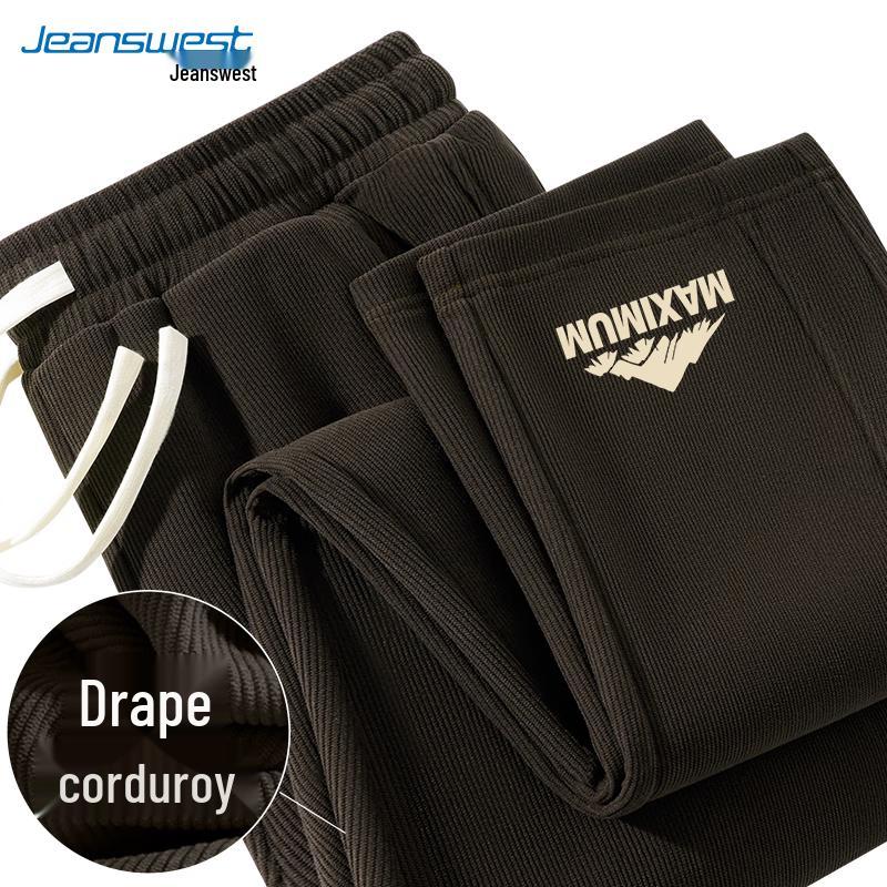 

JEANSWEST Men s Corduroy Anti-Wrinkle Wide-Leg Casual Pants 3XL