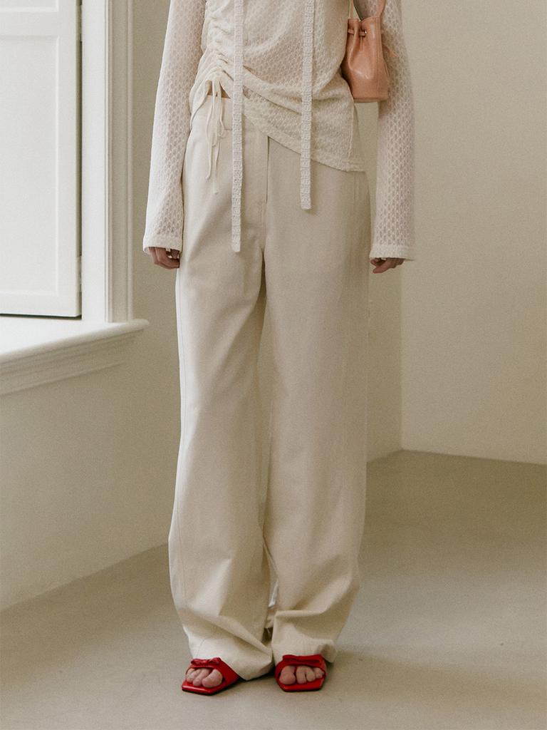 MOAT Side Curved Wide Pants (Sand Ivory)