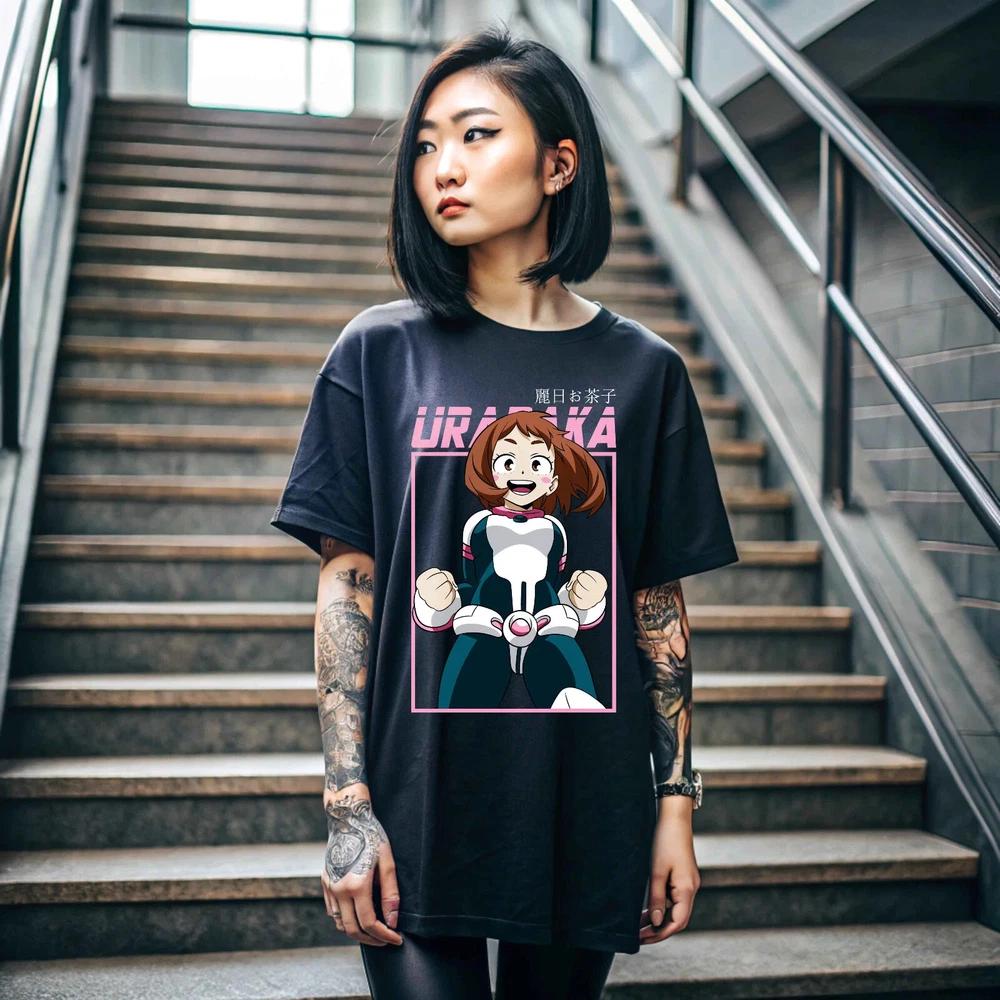 Anime Ochaco Uraraka Ochako BNHA Black T Shirt S
