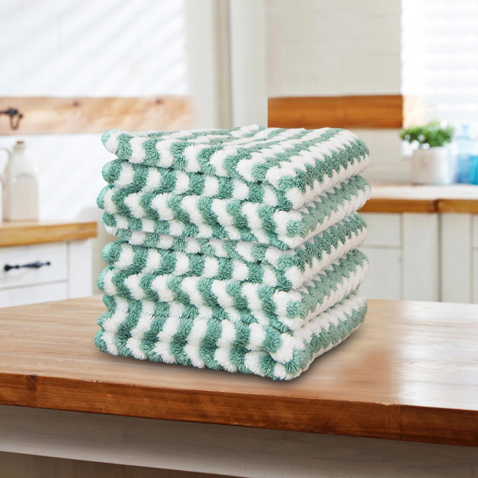 

5 шт., чистящие салфетки, мягкая на ощупь ткань для уборки, хороший впитывающий материал, носовой платок для стирки Green