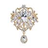 Large Crystal Rhinestone Brooch Water-drop Dangle Brooch Elegant Crystal Brooch  Evening Gown