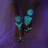 6 Sheets Lasting Mandala Temporary Tattoos Blue Luminous Lace Fake Tattoos  for Women