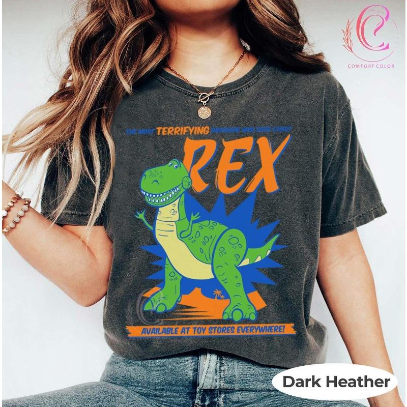 Toy Story Rex The Scariest Dinosaur Tshirt for Women New Casual and Fashionable Couple Street Wear for Unisex and Women