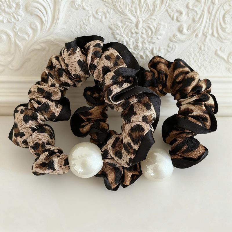 2024 Korean High-End Pearl Leopard Print Hair Tie for Women