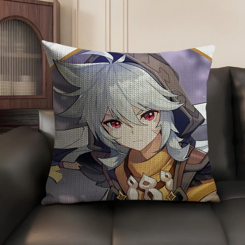 Razor Cute Genshin Impact Cushion Cover Natural Linen Organic Fabric DoubleSided Printing Sofa Home Decor Gift Pillow Case