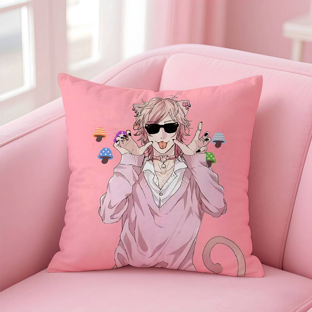 BLAnime y-Yarichin-Bitch Club Pillow Case Anti-dustmite Pillowcase Invisible zipper silky short plush Sofa cushion cover