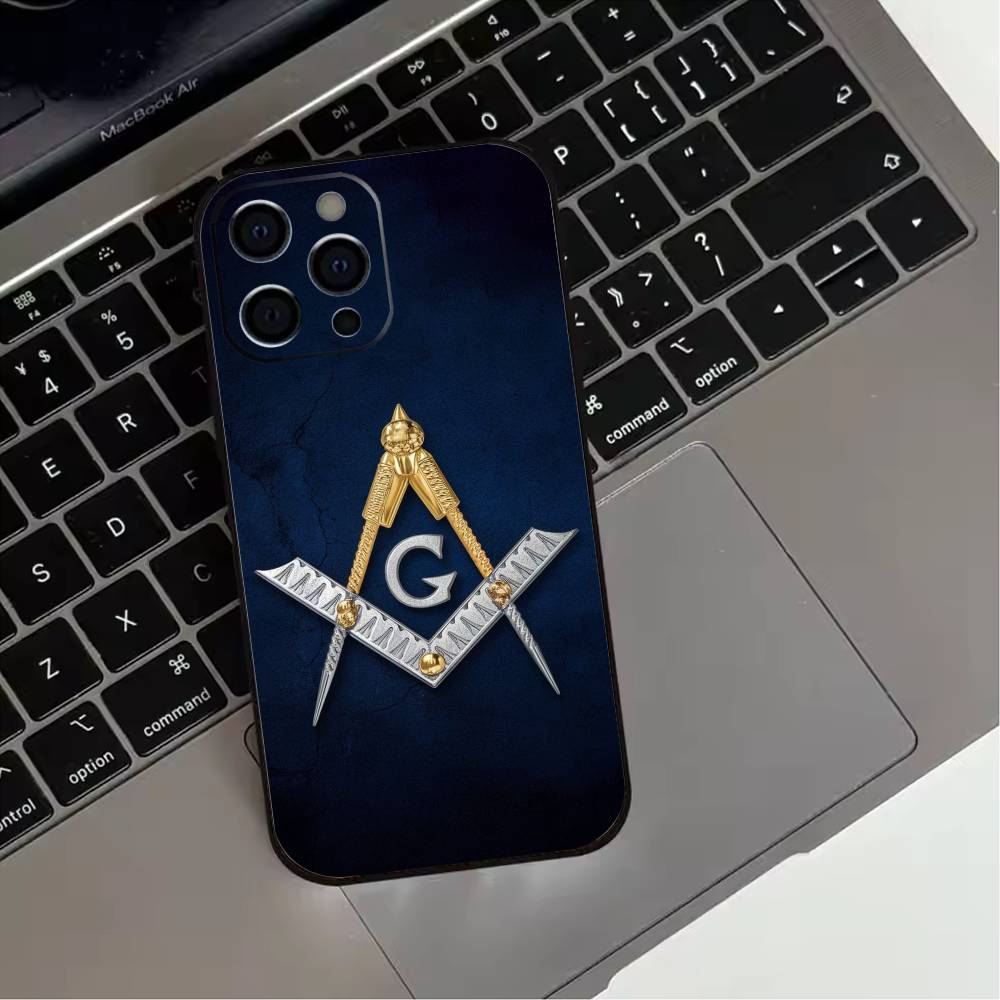Freemasonry Symbol  Phone Case For iPhone 17,16,15,14,13,12,11 Plus,Pro Max,XS,Soft Silicone Black Cover