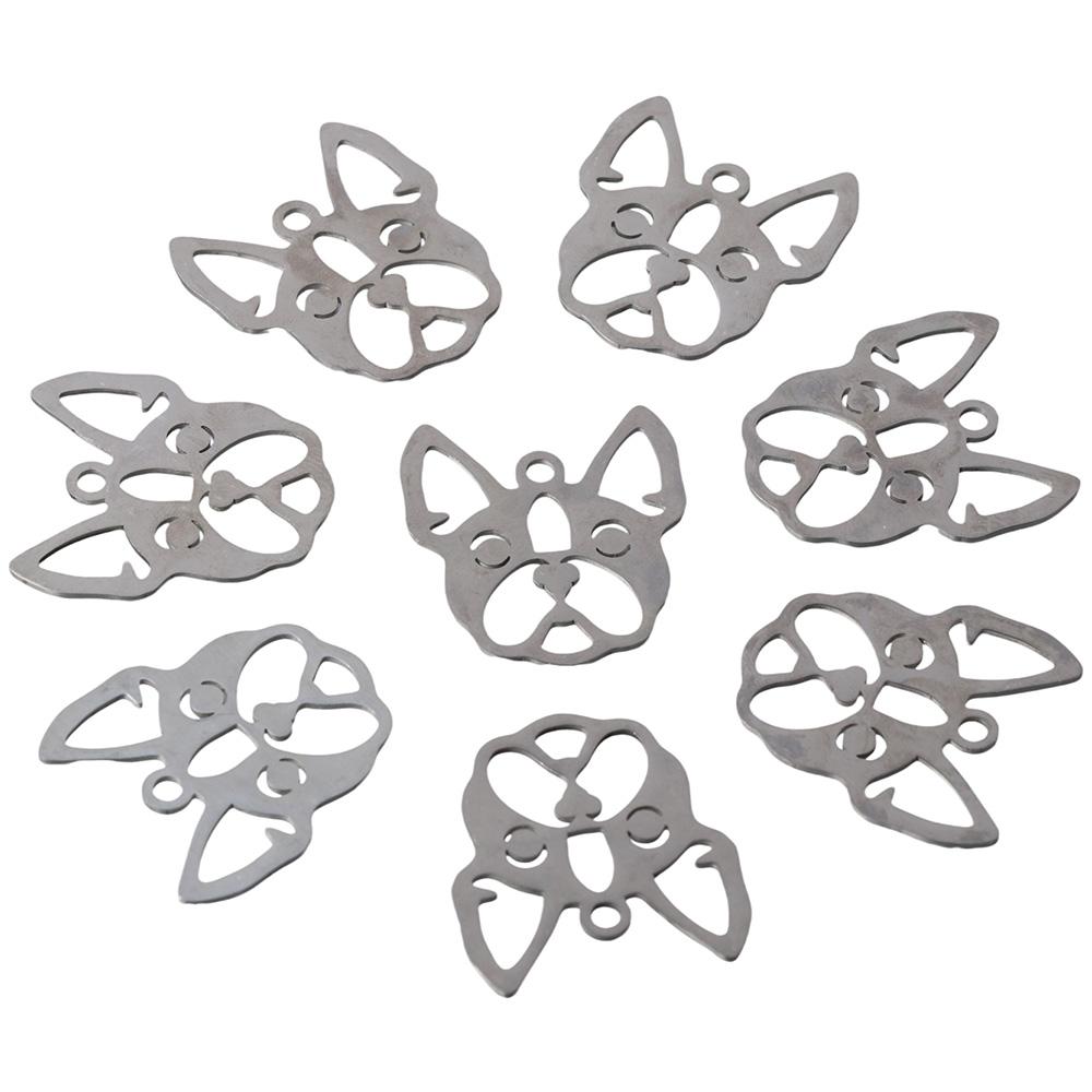 28.5*32mm French Bulldog Doggy Dog Bull Dog Head Pendants Stainless Steel Charms  For Necklace