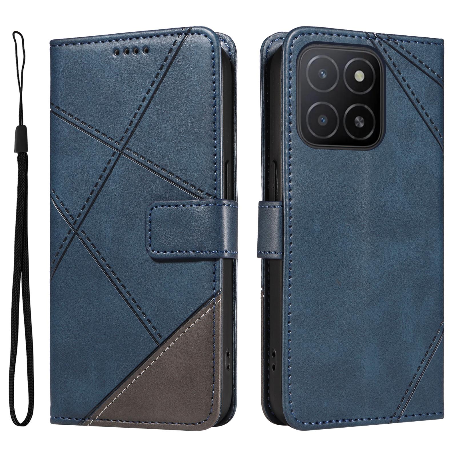 

For Honor X5b/X5b Plus Leather Case Geometric Line Wallet Phone Cover C