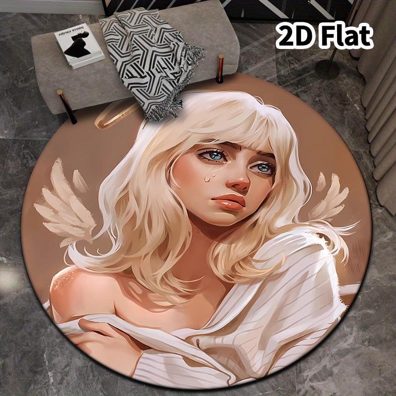 Billie Eilish Round Area Rug Carpet Rug For Living Room Bedroom Sofa Playroom Decor Nonslip Floor Mat