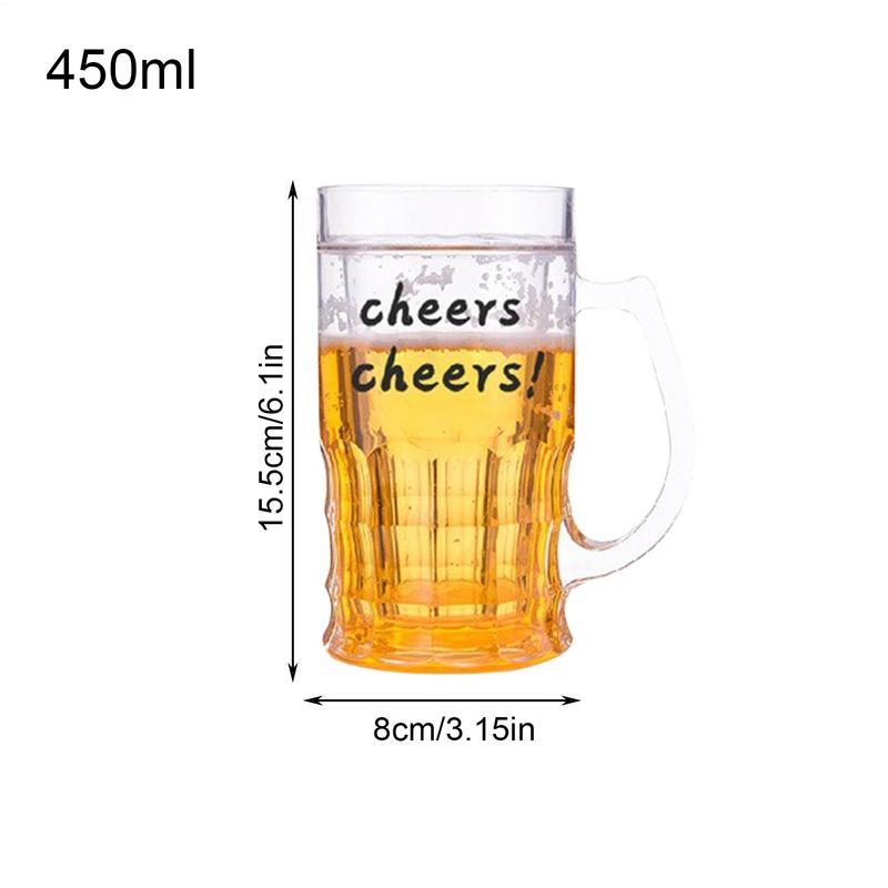 450ml Double Layer Funny Beer Mug  Fake Model Beer Stein Decoration  Leakproof Freeze-proof Drinking Cup For Coffee Cocktail