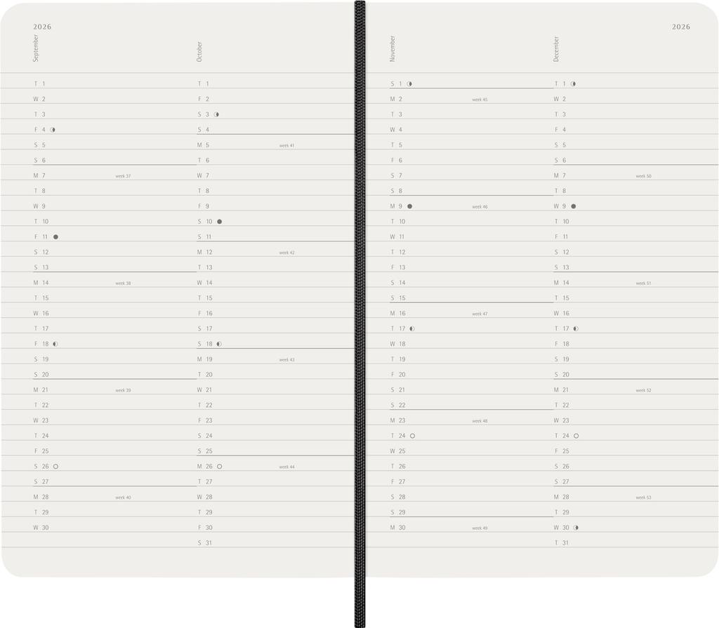 Moleskine 2026 Planner, January Start, 12-Month Monthly Diary, Large Size (13cm x 21cm), Soft Cover, Black, DSB12MN3Y26